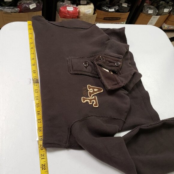 Abercrombie & Fitch Mens Y2K Preppy Sweater Size M Brown Embroidered Pullover - Picture 8 of 11